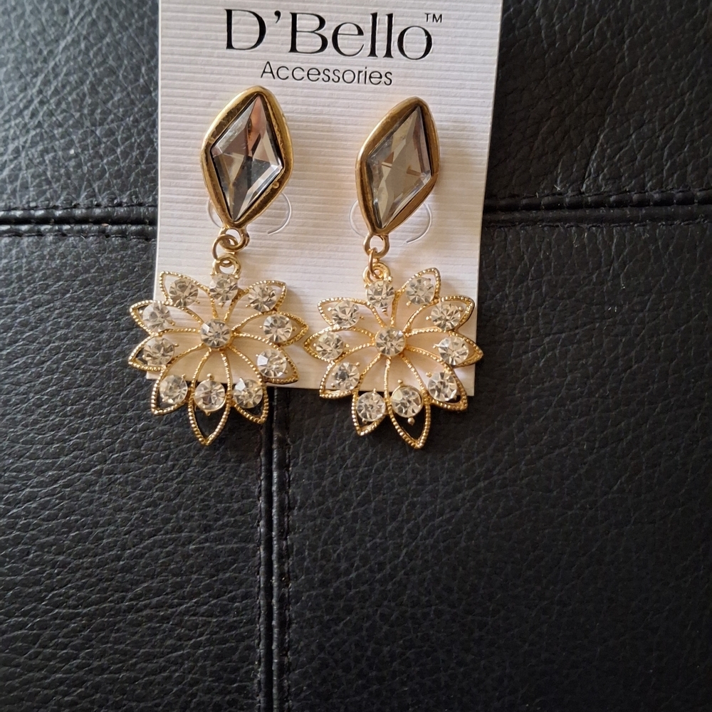 Gold and Silver Crystal Earrings